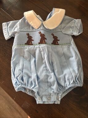 Remember Nguyen Light Blue Gingham Baby Button Romper